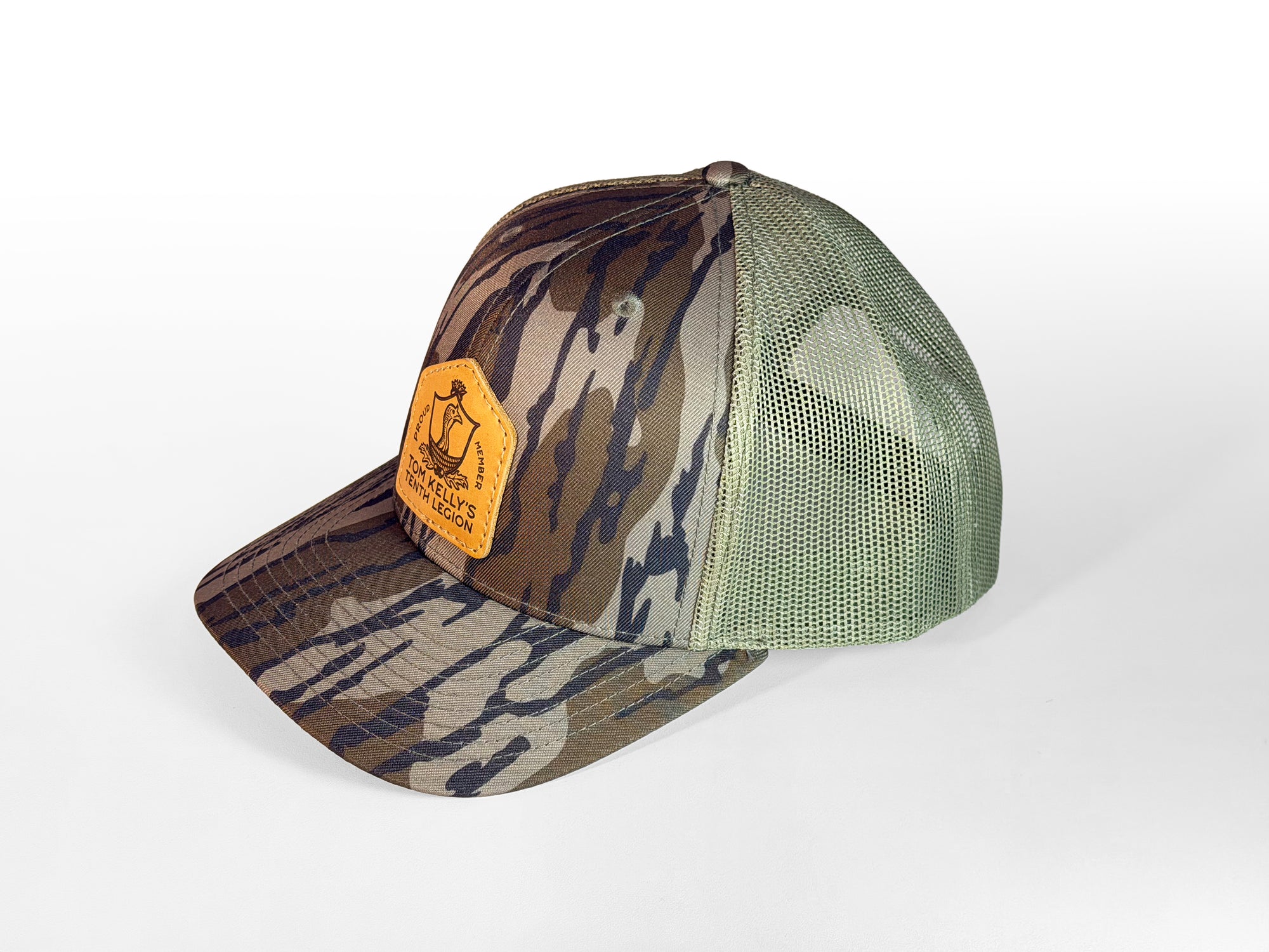 Mossy Oak Bottomland Leather Patch Trucker Hat